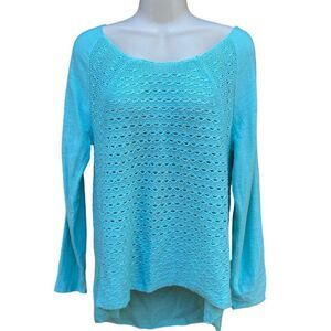 Bydesign Blue Green Mint High low Lightweight acrylic sweater Size XL